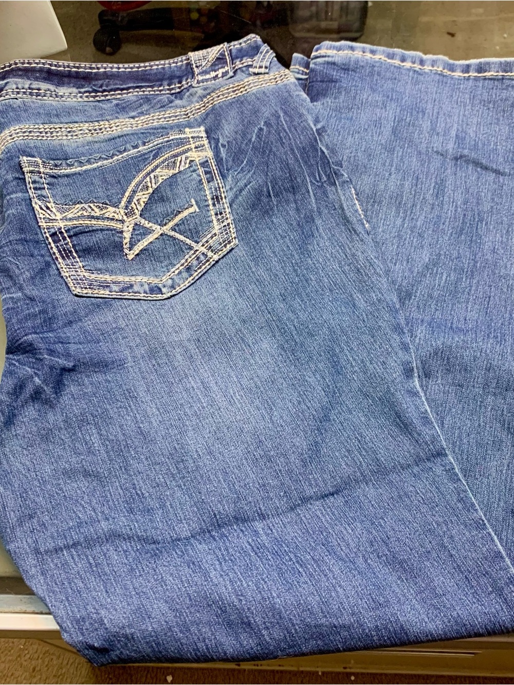 Amethyst Jeans Plus Size 22 Bootcut Thick Stitch Distressed Medium Wash